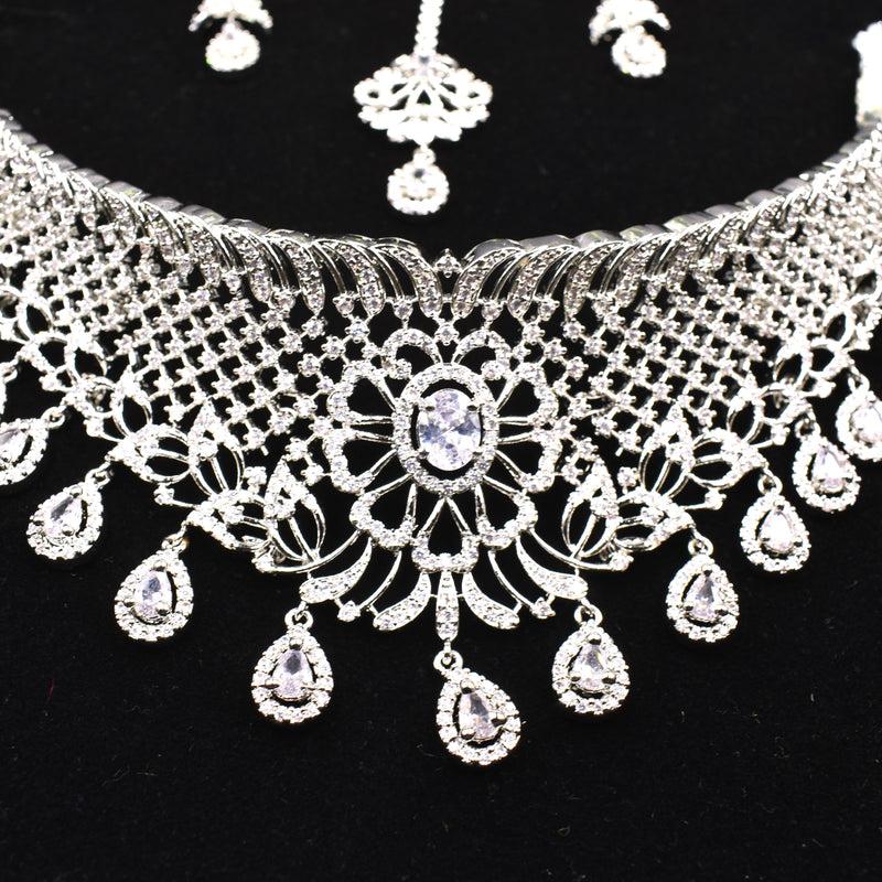 Stylish American Diamond Necklace Necklace Set with Earrings