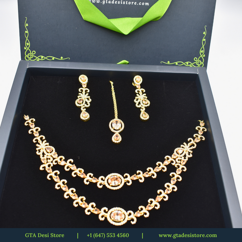 American Diamond Earrings Jewellery Set