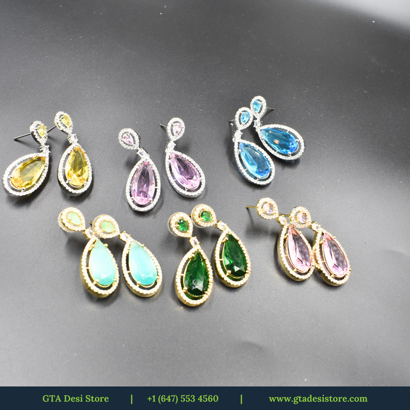 American Diamond  Fashion Jewellery Traditional Ethnic Jhumka Earrings