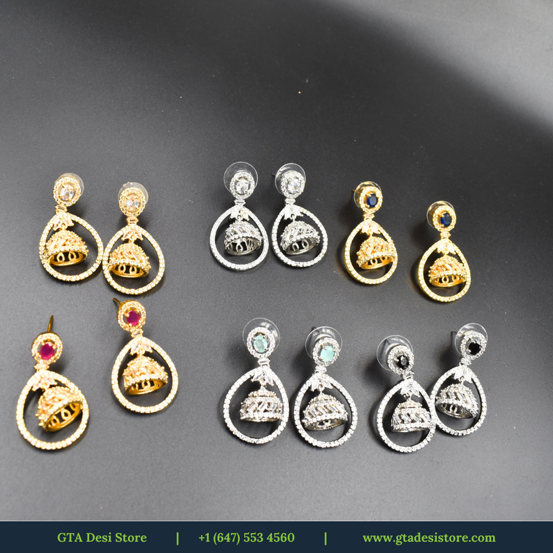 Women American Diamond  Fashion Jewellery Traditional Ethnic Jhumka Earrings