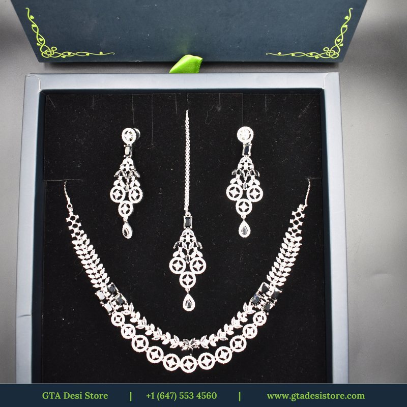 American Diamond Earrings Jewellery Set