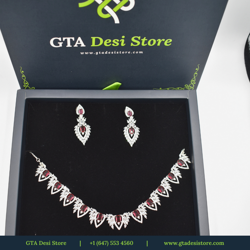 American Diamond Earrings Jewellery Set