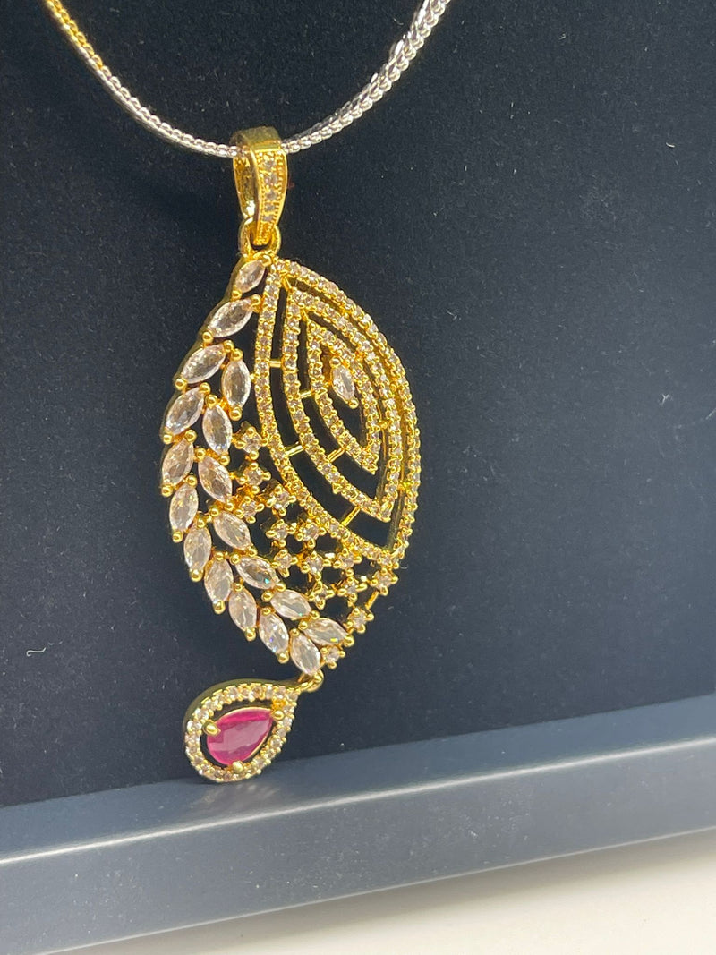 American Diamond Golden and red stone Jewelry Set with earrings,Ad Necklace Set with Earrings,Indian Jewelry Set,Bridal Jewelry,CZ Necklace,