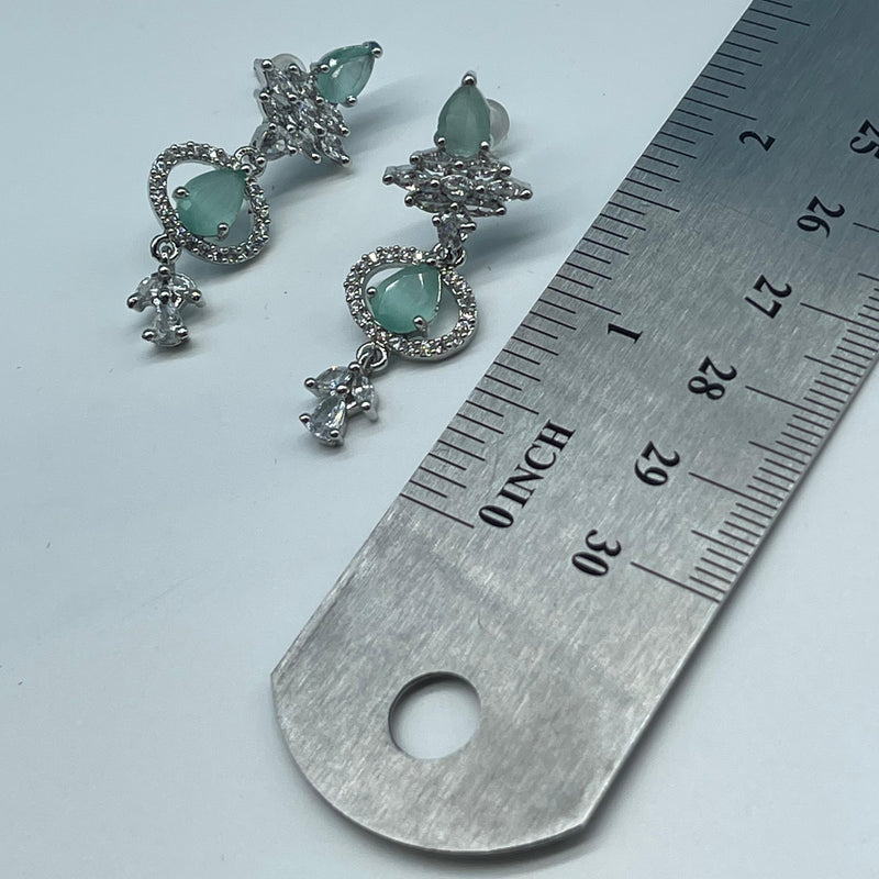 American Diamond Jewelry Set with earrings,Ad Necklace Set with Earrings,Indian Jewelry Set,Bridal Jewelry,lite Green Necklace with Earrings