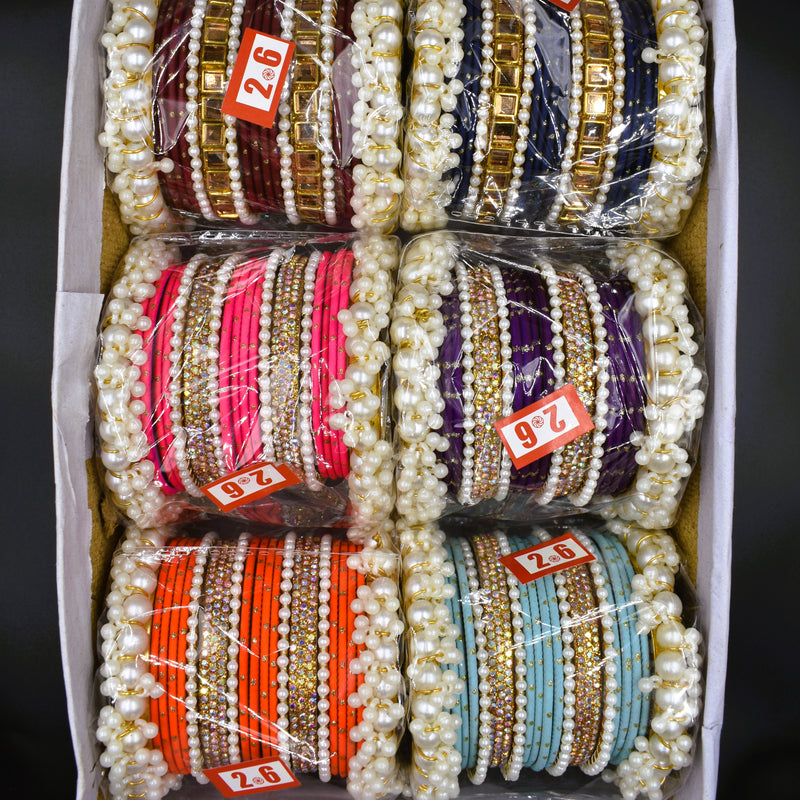 Elegant Look White Pearl Stone Bangles For Girls & Woman   Size 2.6 ; GTA Desi Store