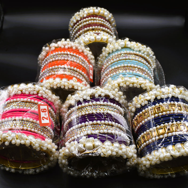 Elegant Look White Pearl Stone Bangles For Girls & Woman   Size 2.6 ; GTA Desi Store