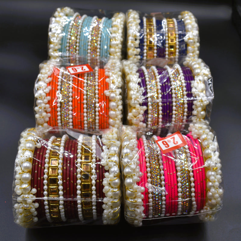 Elegant Look White Pearl Stone Bangles For Girls & Woman   Size 2.6 ; GTA Desi Store