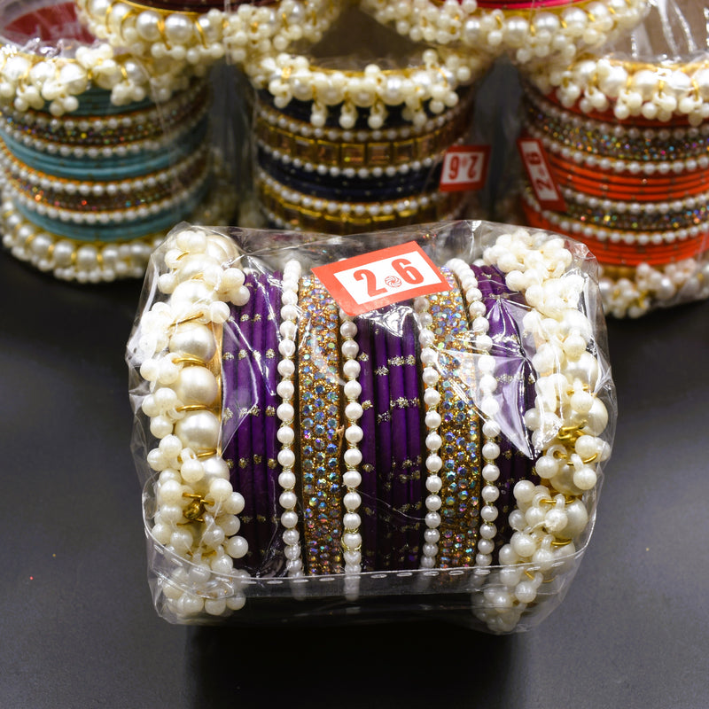 Elegant Look White Pearl Stone Bangles For Girls & Woman   Size 2.6 ; GTA Desi Store