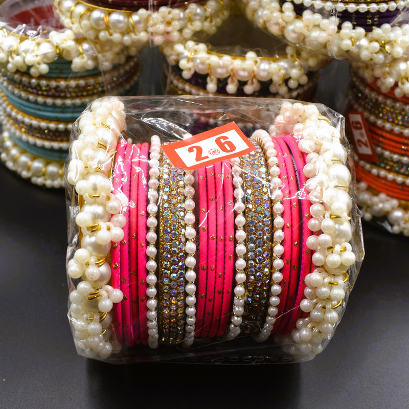 Elegant Look White Pearl Stone Bangles For Girls & Woman   Size 2.6 ; GTA Desi Store