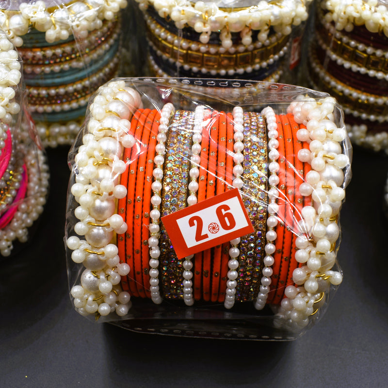 Elegant Look White Pearl Stone Bangles For Girls & Woman   Size 2.6 ; GTA Desi Store