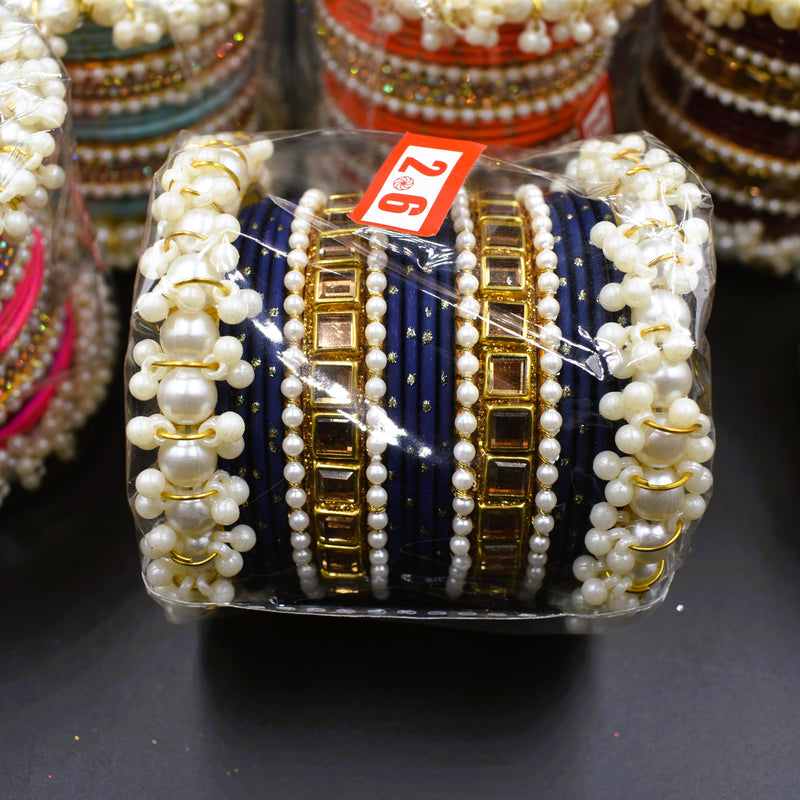 Elegant Look White Pearl Stone Bangles For Girls & Woman   Size 2.6 ; GTA Desi Store