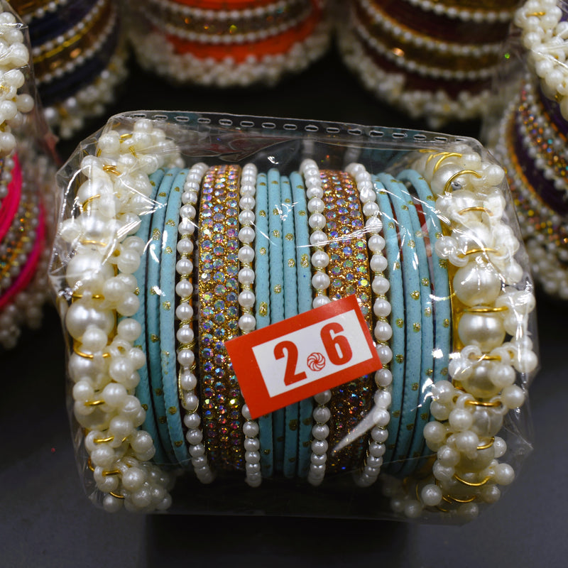 Elegant Look White Pearl Stone Bangles For Girls & Woman   Size 2.6 ; GTA Desi Store