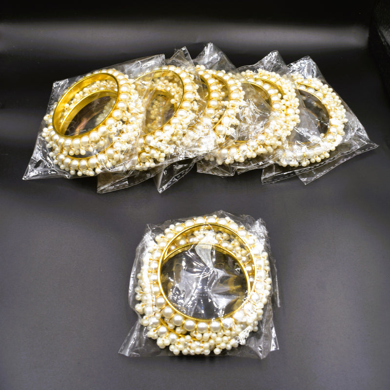 Elegant Look White Pearl Stone Bangles For Girls & Woman Bangles Size 2.6,2.8 ; GTA Desi Store