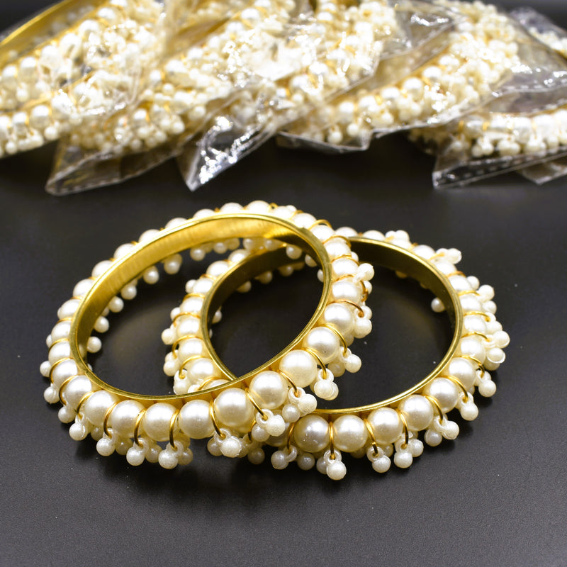Elegant Look White Pearl Stone Bangles For Girls & Woman Bangles Size 2.6,2.8 ; GTA Desi Store