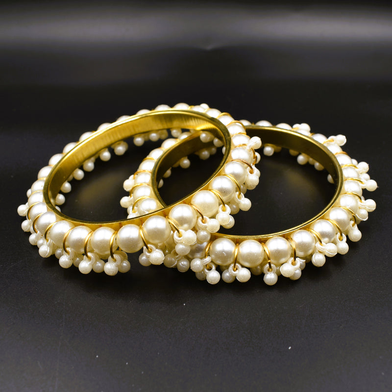Elegant Look White Pearl Stone Bangles For Girls & Woman Bangles Size 2.6,2.8 ; GTA Desi Store