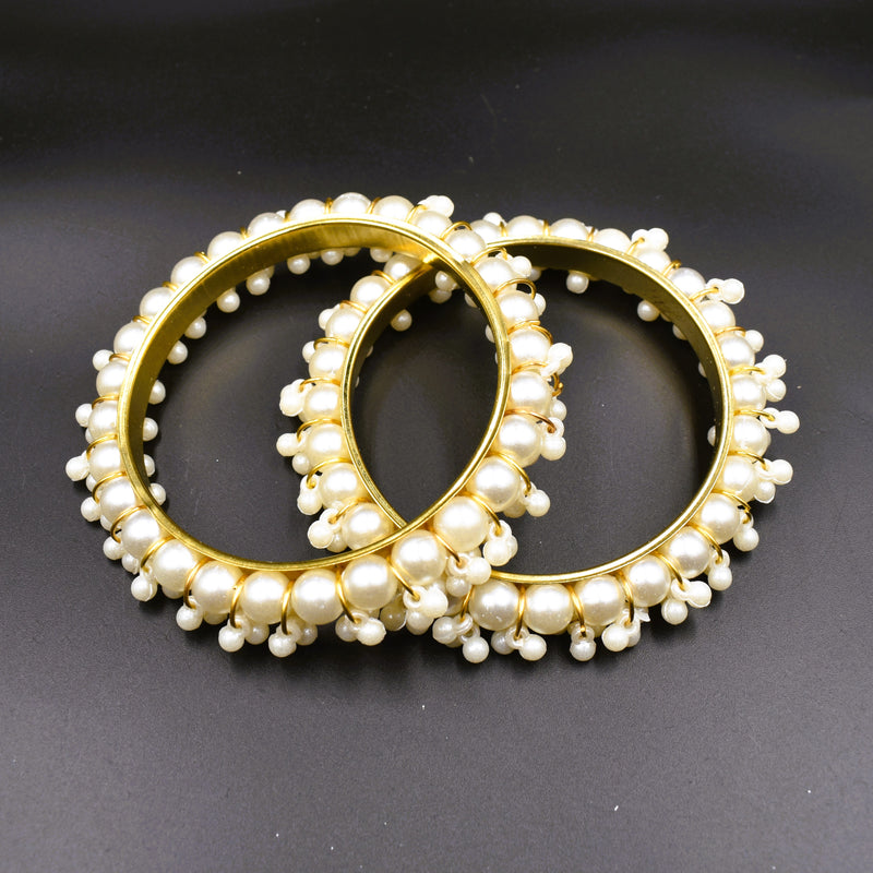 Elegant Look White Pearl Stone Bangles For Girls & Woman Bangles Size 2.6,2.8 ; GTA Desi Store