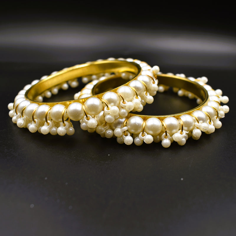 Elegant Look White Pearl Stone Bangles For Girls & Woman Bangles Size 2.6,2.8 ; GTA Desi Store