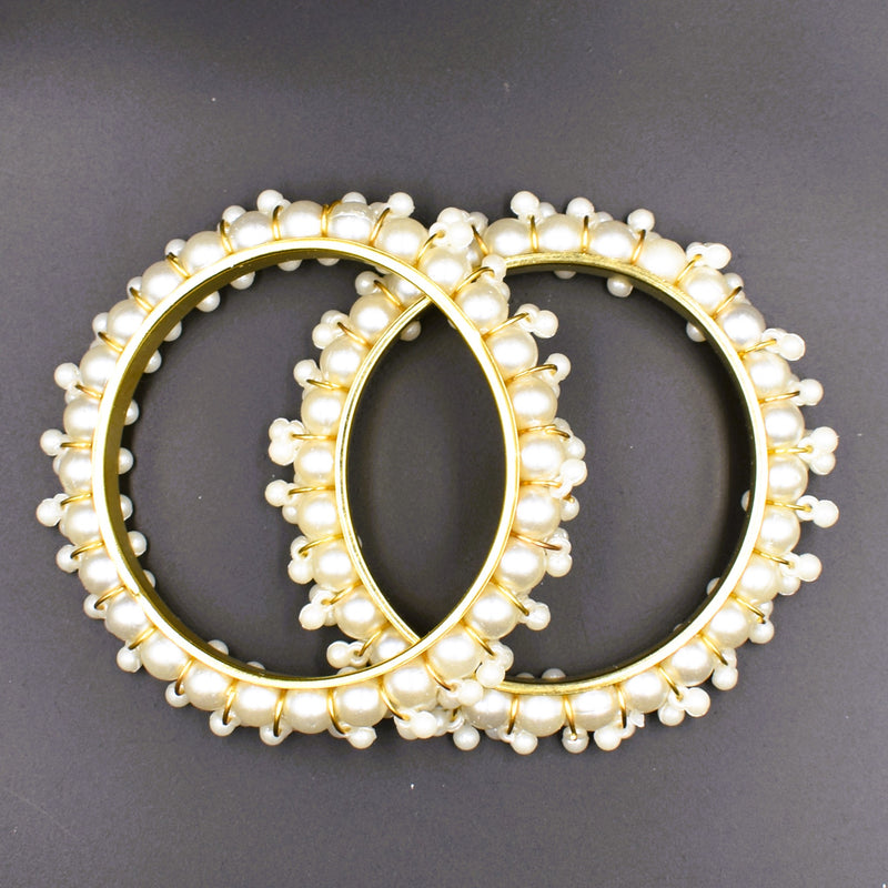Elegant Look White Pearl Stone Bangles For Girls & Woman Bangles Size 2.6,2.8 ; GTA Desi Store