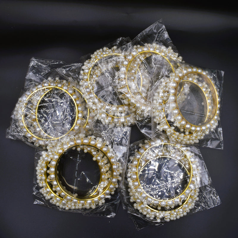 Elegant Look White Pearl Stone Bangles For Girls & Woman Bangles Size 2.6,2.8 ; GTA Desi Store
