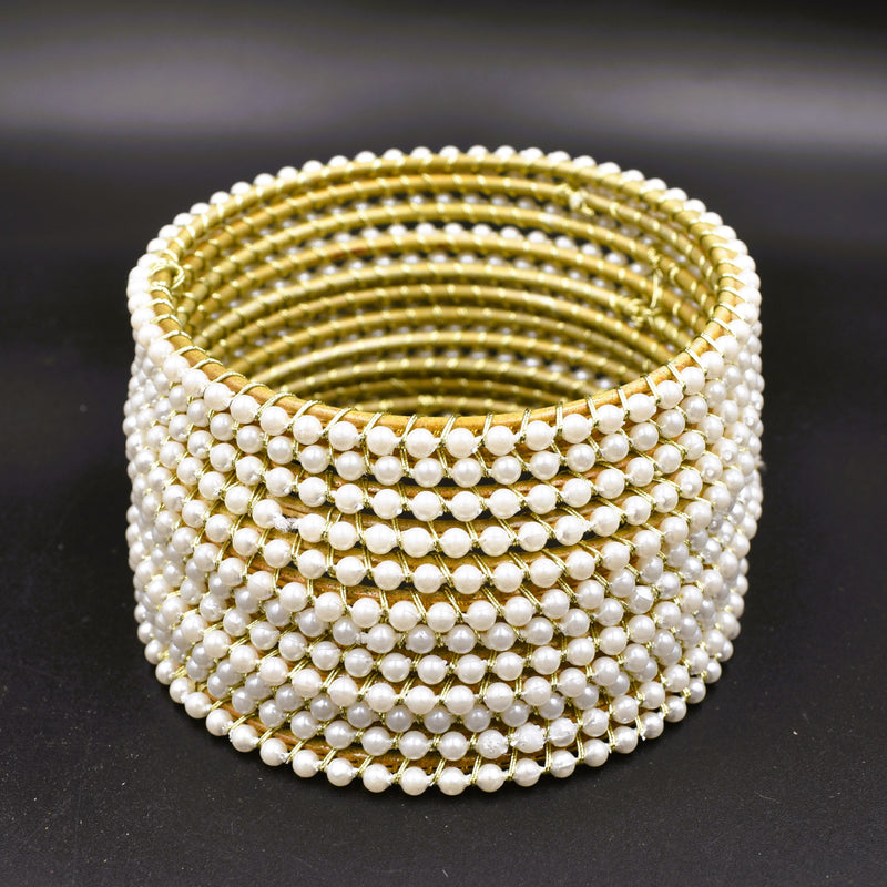 Elegant Look White Pearl Stone Bangles For Girls & Woman   Size 2.6 ; GTA Desi Store
