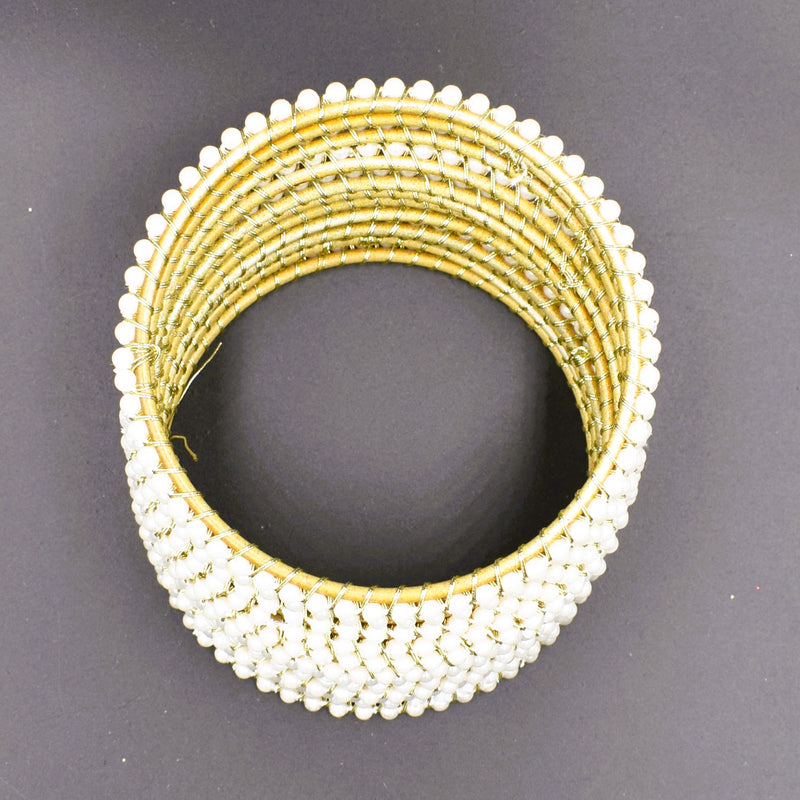 Elegant Look White Pearl Stone Bangles For Girls & Woman   Size 2.6 ; GTA Desi Store
