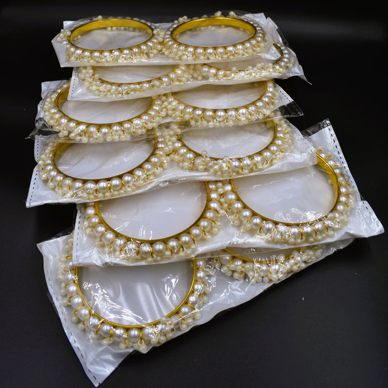 Elegant Look White Pearl Stone Bangles For Girls & Woman Bangles Size 2.6,2.8 ; GTA Desi Store