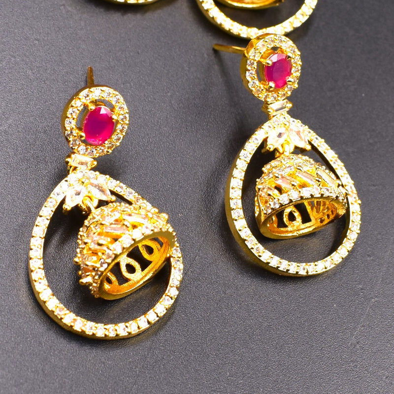 Women American Diamond  Fashion Jewellery Traditional Ethnic Jhumka Earrings