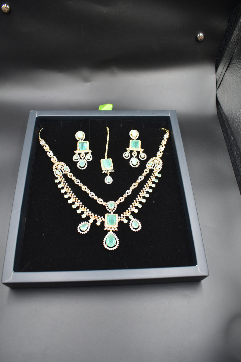 American Diamond Earrings Jewellery Set