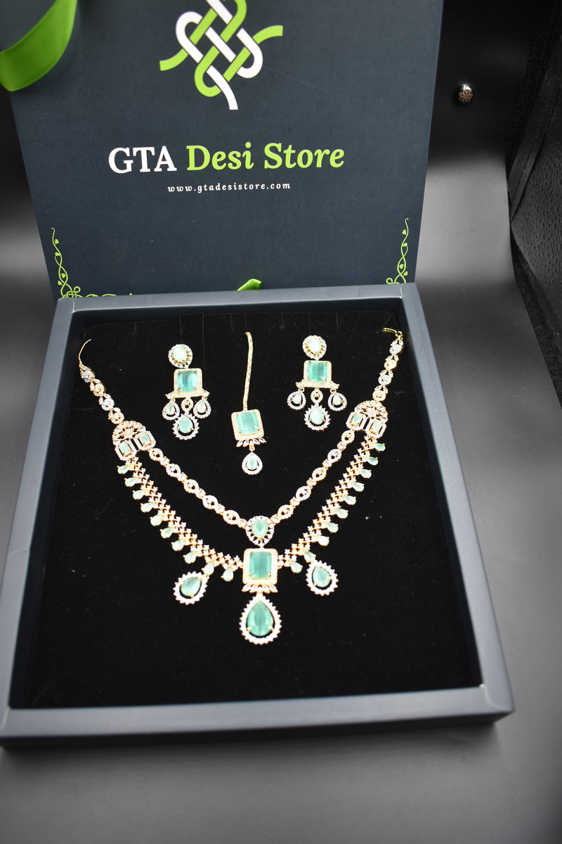 American Diamond Earrings Jewellery Set