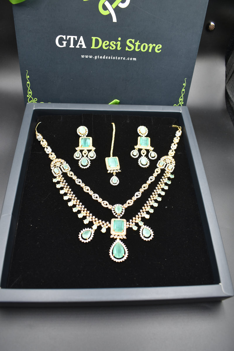 American Diamond Earrings Jewellery Set