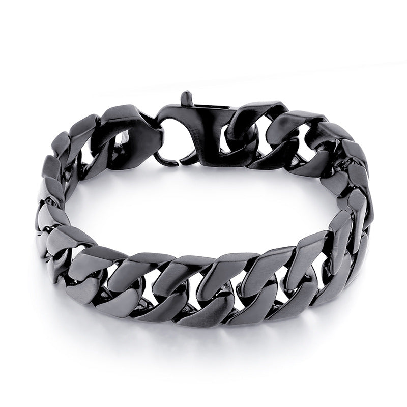 European And American Tide Titanium Steel Casting Bracelet - Black - Accessories by GTA Desi Store