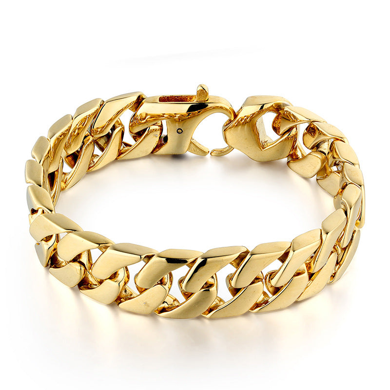 European And American Tide Titanium Steel Casting Bracelet - Gold - Accessories by GTA Desi Store
