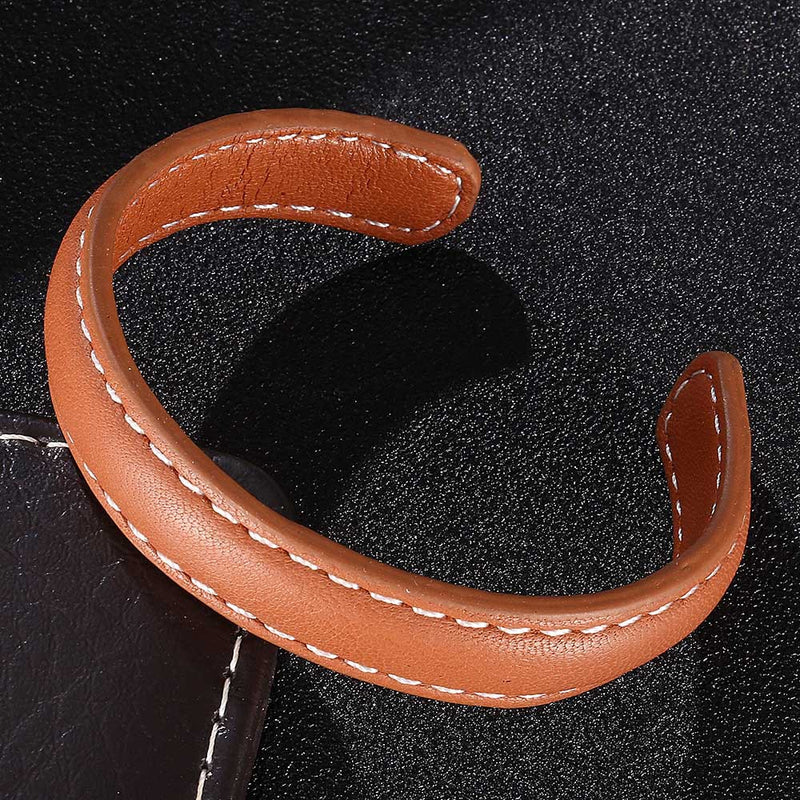 Leather Bracelet with Stitching - Accessories by GTA Desi Store