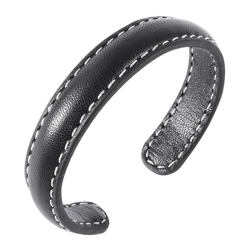 Leather Bracelet with Stitching - Black - Accessories by GTA Desi Store