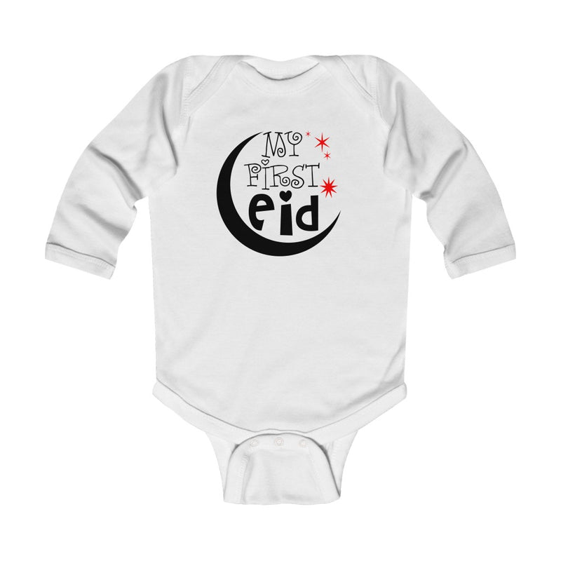 My First Eid Infant Long Sleeve Bodysuit - White / 12M - Kids clothes by GTA Desi Store