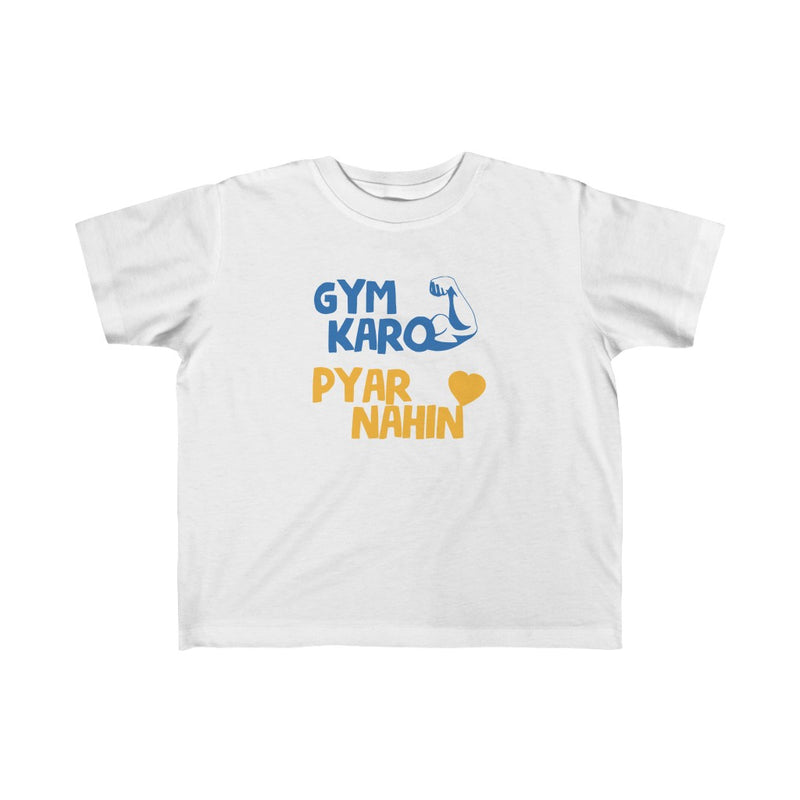 Gym Karo Pyar Nahin Kid's Fine Jersey Tee - White / 2T - Kids clothes by GTA Desi Store