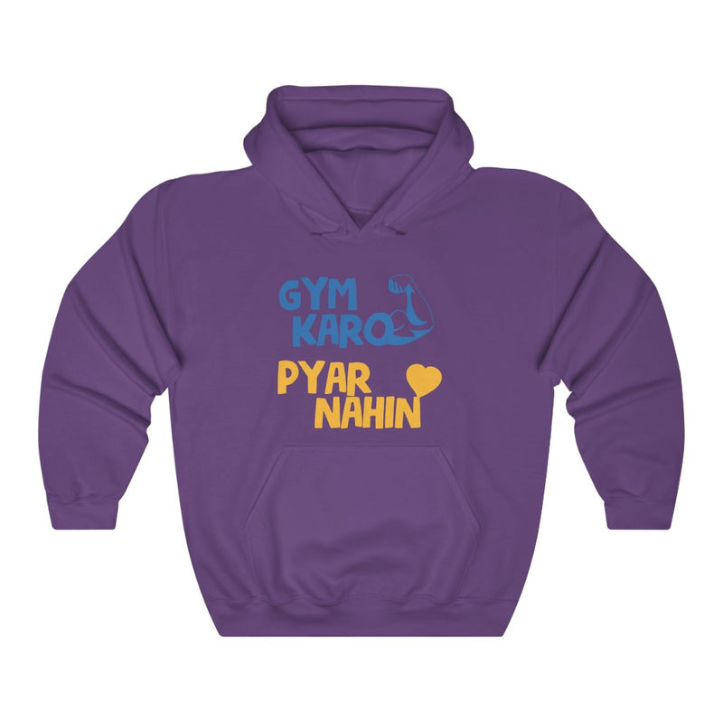 Gym Karo Pyar Nahin Unisex Heavy Blend™ Hooded Sweatshirt - Purple / S - Hoodie by GTA Desi Store
