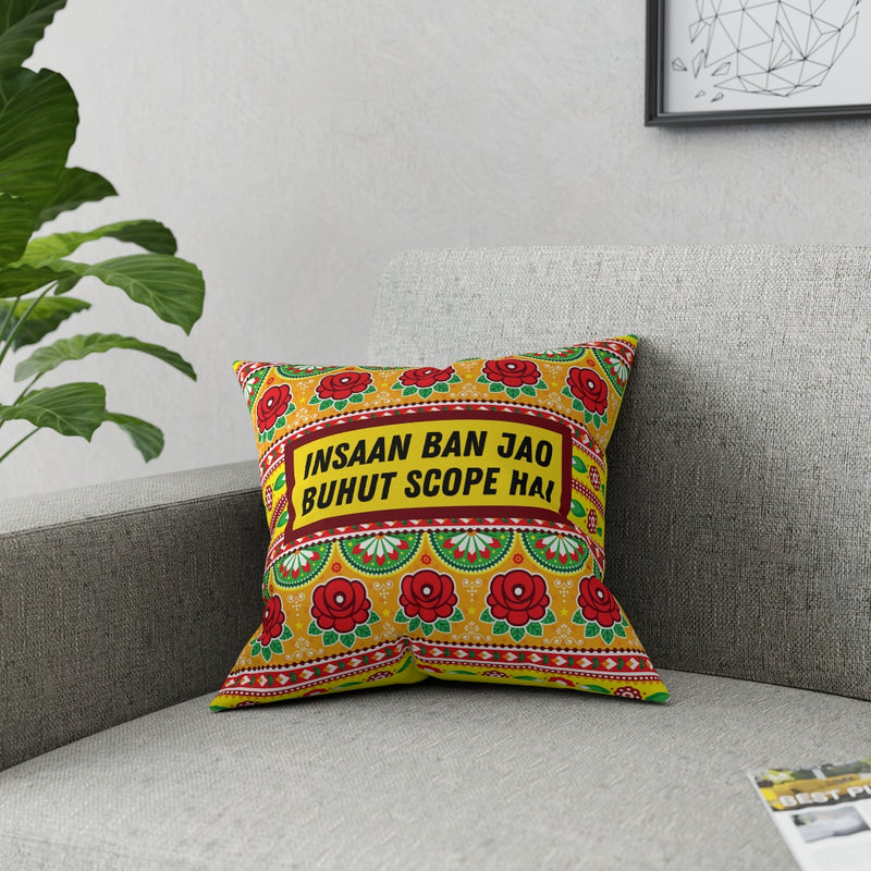 Insaan ban Jao Buhut Scope hai Broadcloth Pillow - Home Decor by GTA Desi Store