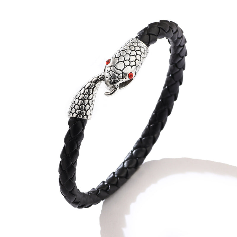 Men's Snake Cowhide Bracelet - Silver - Accessories by GTA Desi Store