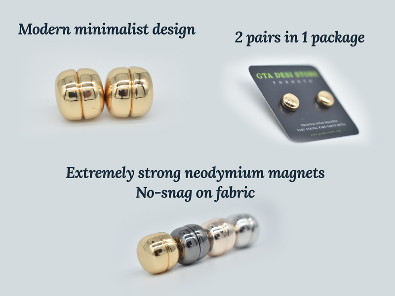 Strong Magnetic Hijab Pins for Muslim Women Scarf - Gold - by GTA Desi Store