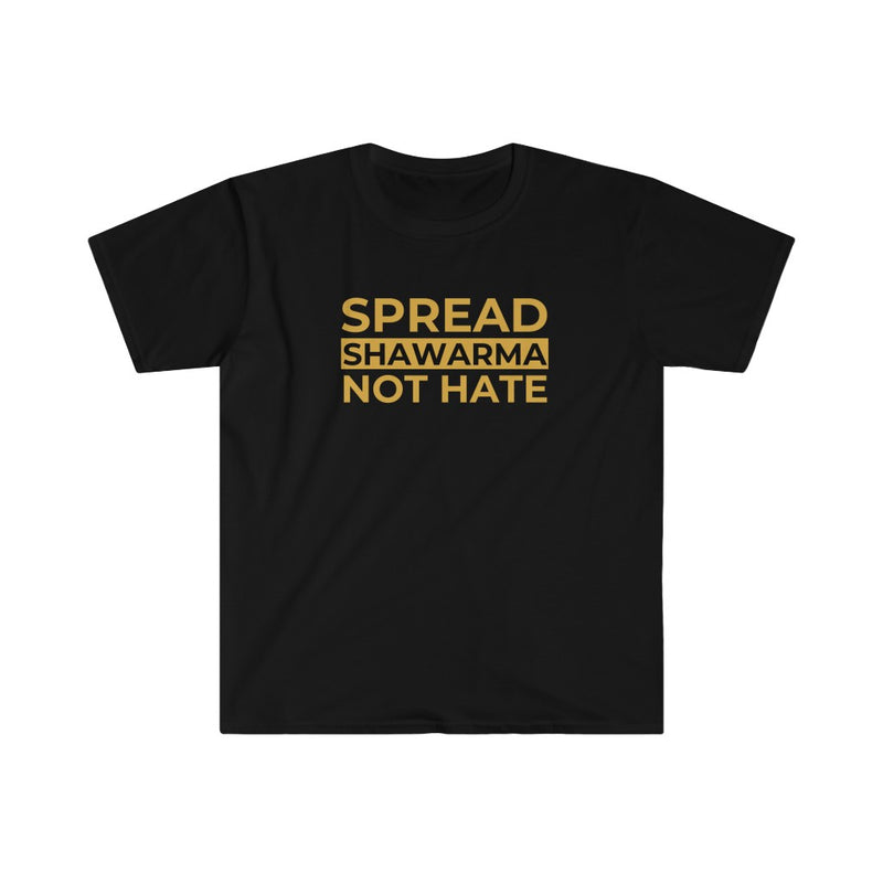 SPREAD SHAWARMA NOT HATE Unisex Softstyle T-Shirt - Black / L - T-Shirt by GTA Desi Store