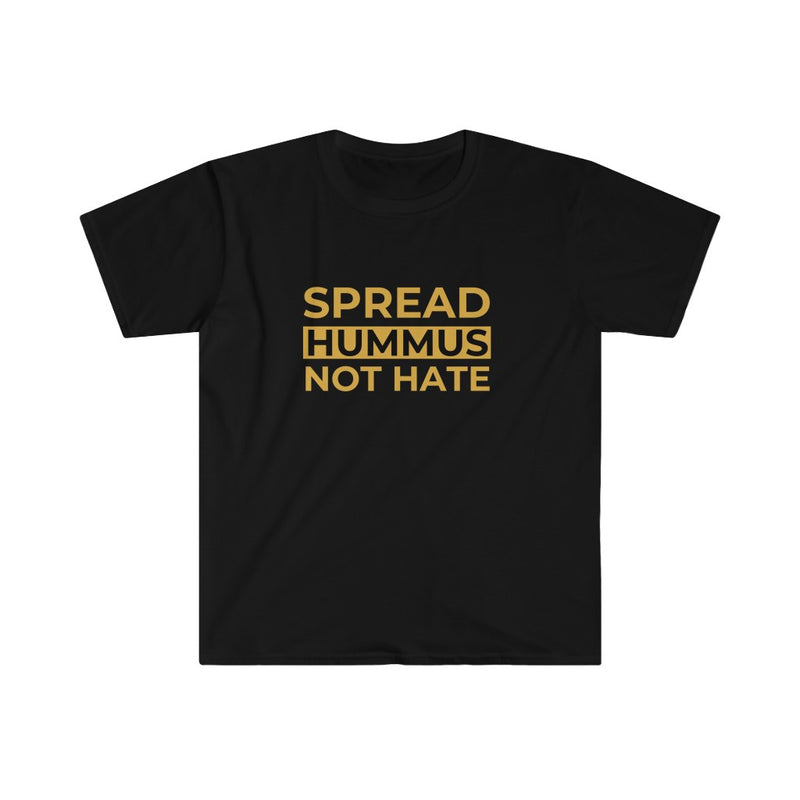 SPREAD HUMMUS NOT HATE Unisex Softstyle T-Shirt - Black / L - T-Shirt by GTA Desi Store