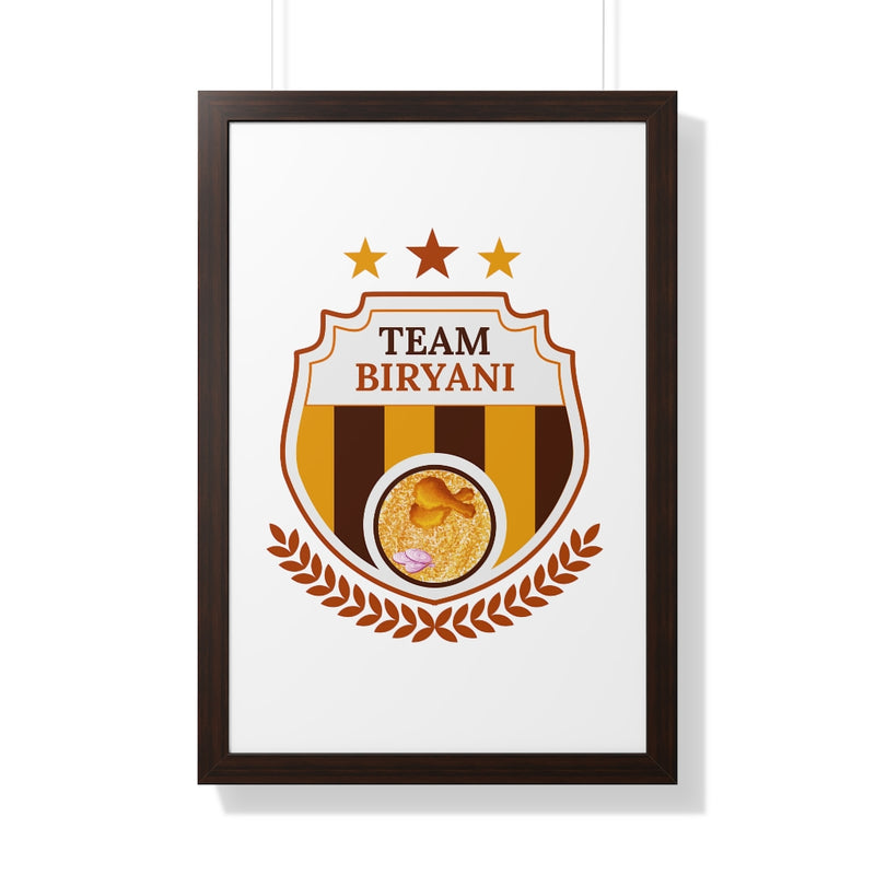 Team Biryani Framed Vertical Poster - 20" × 30" / Walnut - Poster by GTA Desi Store