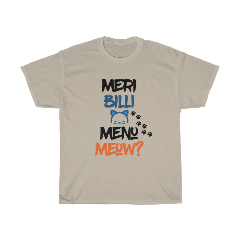 Meri Billi Menu Meow Unisex Heavy Cotton Tee - Sand / S - T-Shirt by GTA Desi Store