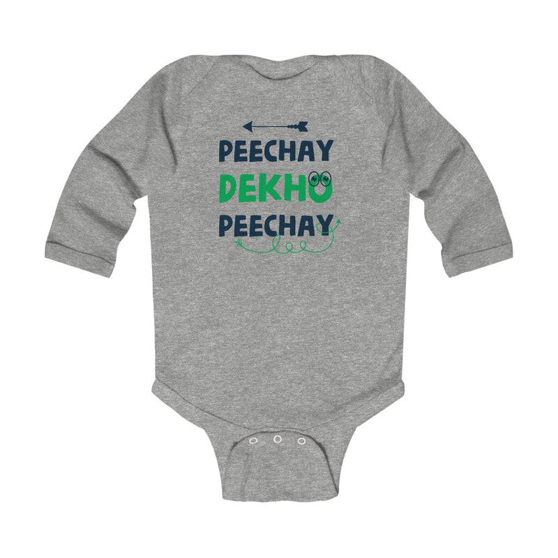 Peechay Dekho Infant Long Sleeve Bodysuit - Heather / NB - Kids clothes by GTA Desi Store