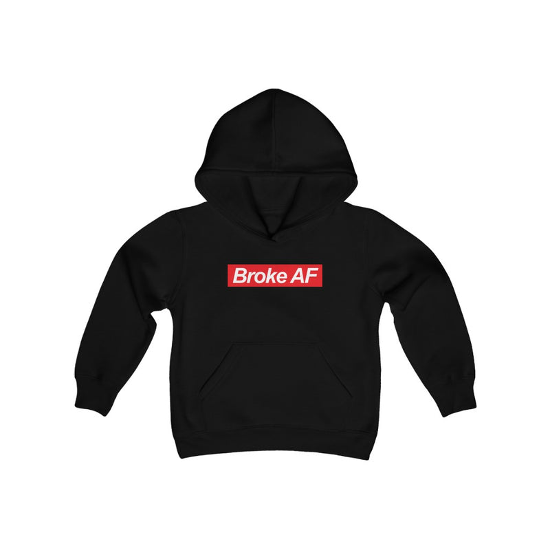 Broke AF Youth Heavy Blend Hooded Sweatshirt - Black / XS - Kids clothes by GTA Desi Store