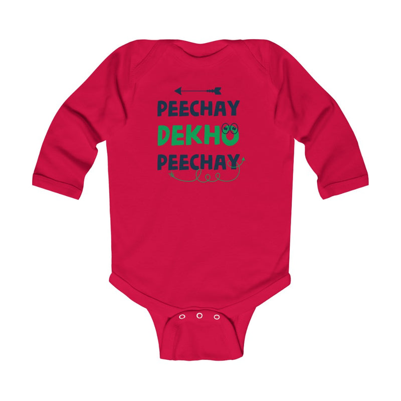 Peechay Dekho Infant Long Sleeve Bodysuit - Red / NB - Kids clothes by GTA Desi Store