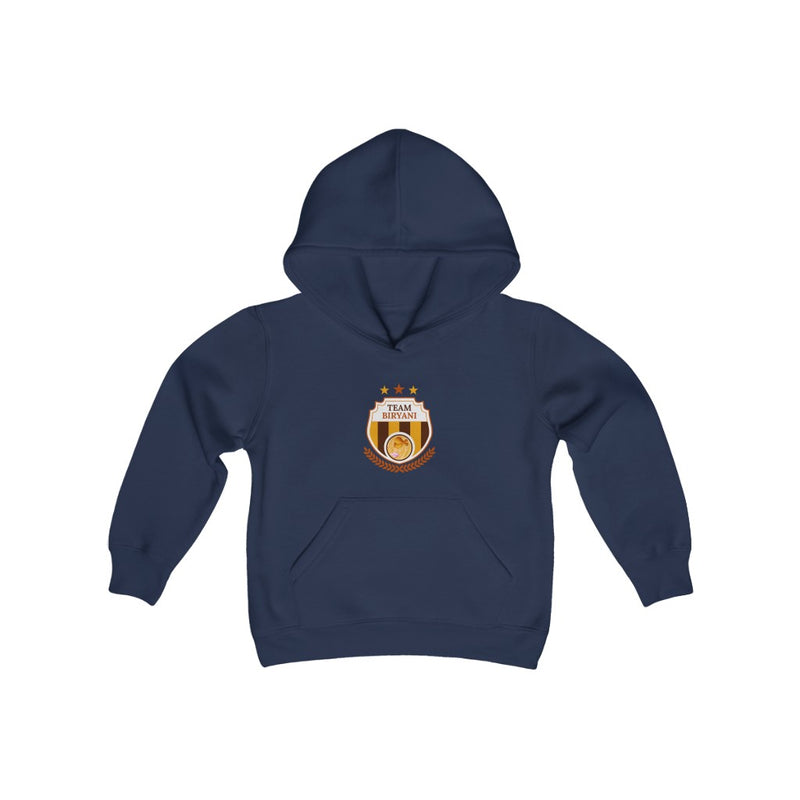 Team Biryani Youth Heavy Blend Hooded Sweatshirt - Navy / XS - Kids clothes by GTA Desi Store