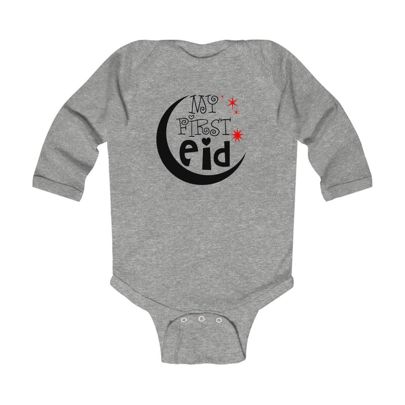My First Eid Infant Long Sleeve Bodysuit - Heather / NB - Kids clothes by GTA Desi Store