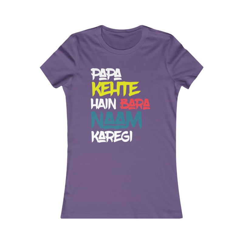 Papa Kehte Hain Bara Naam Karegi Women's Favorite Tee - Purple / S - T-Shirt by GTA Desi Store